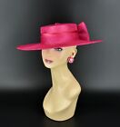 M23156 ( Hot Pink )Medium Flat Brim Sinamay hat for Kentucky Derby Wedding