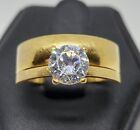 4.2 GRAMS 21K Solid Yellow Gold 1.00 TCW CZ Solitaire Engagement Ring Size 8.25
