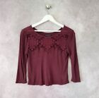 American Eagle Shirt Womens Small PurpleLong Sleeve Lace Pullover Cropped Ladies
