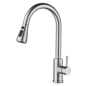 Brushed Nickel Kitchen Faucet Sink Pull Down Sprayer Mixer Tap Stainless Steel