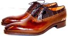 Men's Handmade Two Tone Leather Lace up Oxford Formal Dress Shoes