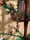 Antique Mercury Glass Bird on Swing with Nest Christmas Tree Ornament