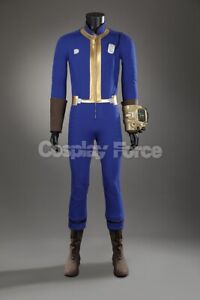Game Fallout 4 Cosplay Costume Shelter 75 Men Blue Jumpsuit Uniform C08985