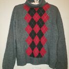 Apt 9 Women’s 100% Cashmere Argyle Turtle Neck Sweater Red and Gray Size M/L
