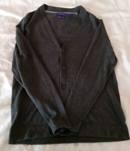 Alan Flusser Mens Long Sleeve Button Sweater, MEDIUM,  Gray, Cotton/Cashmere