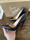 Christian Louboutin So Kate 120 Kid Leather Red Bottoms Black Heels Size 37