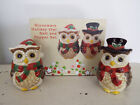 Cracker Barrel Stoneware Holiday Owl Salt & Pepper Shakers Christmas with Box