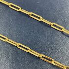 18k Solid Yellow Gold Paper Clip Necklace Chain - Italy - 22
