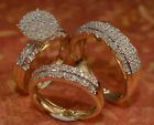 Diamond Trio His And Her Bridal Wedding Created in Ring Set 10K Yellow Gold Over