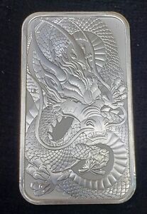 2021 Australia 1oz Silver Dragon Dollar Bar In Capsule