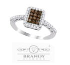 10K White Gold Brandy Diamond®  Emerald Halo Chocolate Brown Ring .47 Ct