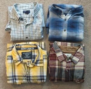 LOT OF 4 XL Long Sleeve Button-Down Plaid Flannel Pocket Variety Shirts