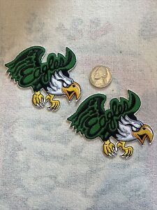 (2) Philadelphia Eagles Vintage Embroidered Iron On Patches Patch Lot 2.5”