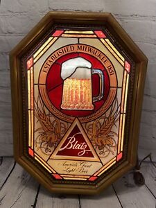 Vintage Blatz Beer Lighted Motion Sign Bubbling G Heileman Brewing Co Very Nice!