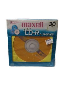 30 Pack Maxell Color CD-R & Sleeves Up To 48x Max 700MB 80 Min NEW Sealed