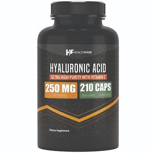 Hyaluronic Acid 250mg 210 Capsules 25mg of Vitamin C For Joint and Skin Health