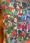 Handmade Holiday Christmas Multicolored Patchwork Crazy Quilt Topper ONLY49 x 48