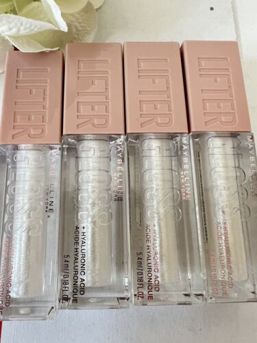 LOT OF 4 Maybelline Lifter Gloss Lip Gloss #001 PEARL + Hyaluronic Acid #6470
