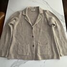 Cocogio Italy Tan Wool Blend Womens Size XL Beige Sweater Jacket Button Up