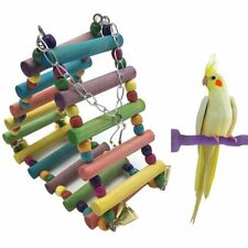 Borange Bird Toys Parrot Ladder Cockatiel Wooden Bridge Colorful Hanging Toy