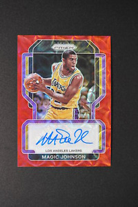 Magic Johnson 2021-22 Panini Prizm Auto Red Choice #SG-MJN Los Angeles Lakers -X
