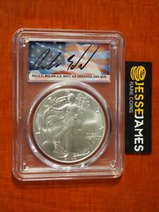 2022 SILVER EAGLE PCGS MS70 PAUL BALAN SIGNED FIRST DAY OF ISSUE FDI FLAG LABEL