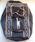 Alpaca Front Pocket Soft Wool Yarn Striped Geometric Backpack Bag Gray