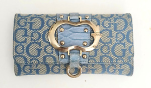 Guess by Marciano Corinne Blue Monogram Trifold Rectangular Wallet