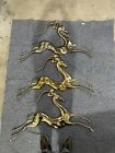 Mid Century Modern Large Brass Leaping Antelope Wall Sculptures by Bijan