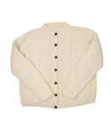 Vintage Wool Sweater Womens XL Cardigan Chunky Cable Knit Crewneck Aran Jumper