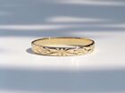 14k Gold Pattern Ring, Solid Gold Ring, Gold Stack Ring, 14k Gold Floral Ring