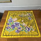 Floral Scarf Shawl Square Womens Flowers Has Wear/piling Vintage 31x29” Inch