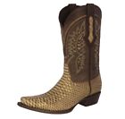 Mens Sand Cowboy Boots Snake Print Leather Western Wear Snip Toe Botas Rancho