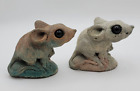 PAIR 2 CONCRETE MICE-MOUSE GARDEN STATUES w/Marble Glass Eyes-Artist Signed Jay
