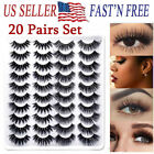 20 Pairs False Eyelashes Mink Natural Extension Black Makeup 3DBlack Soft Lashes