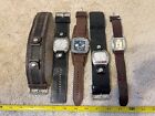 Vintage Men's Fossil watch lot. Leather band, working, parts, pieces, repair.