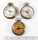 Antique Lot 3 Westclox USA Scotty Bull's Eye Mechanical Pocket Watches As-Is