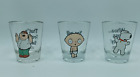 Family Guy Shot Glasses Set Of 3 Peter, Stewie, Brian 2004 Fox icup Inc