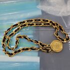 CHANEL Necklace/Belt Chain Classic Medallion Vintage 24k Gold Plated Authentic