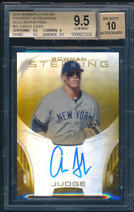 BGS 9.5/10 AARON JUDGE AUTO 2013 Bowman Sterling GOLD REFRACTOR/50 RC GEM MINT