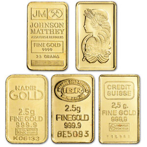 2.5 gram Gold Bar - Random Brand - Secondary Market - 999.9 Fine