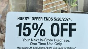 New ListingHOME DEPOT: 15% Off Purchase In-Store - Coupon Card 5/26/24