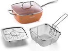 Copper Chef Pan 9.5-Inch Nonstick Deep Square Induction Frying Pan with Glass Li
