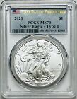 2021 AMERICAN SILVER EAGLE 1OZ TYPE-1 COIN PCGS MS70 LAST DAY OF PRODUCTION .999