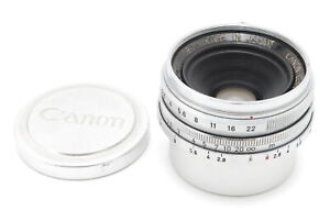 [N MINT w/ Metal Caps] Canon 28mm F/2.8 Wide Angle Lens Leica L39 LTM From JAPAN