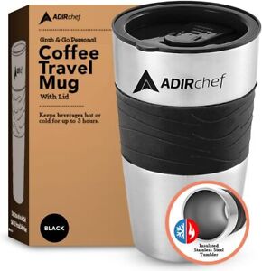 AdirChef Travel Coffee Mug 15 Oz - Insulated BPA Free Stainless Steel Vacuum