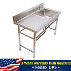 Commercial Kitchen Sink Prep Table w/ Faucet Single Compartment Stainless Steel