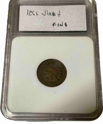 1866 Fine Condition No Mint Mark Indian Head One Cent Penny over 150 years old!