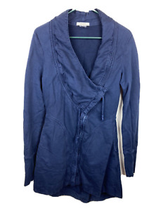 PRAIRIE UNDERGROUND Asymmetric Zip Jacket, Long, Organic Cotton, Navy Blue, S