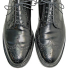 Sz 14 D FLORSHEIM IMPERIAL Men's Shoes Long Wingtip Blucher Derby Black Leather